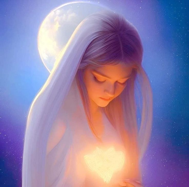 Femme recevant un soin énergétique à distance avec énergie lumineuse au niveau du cœur